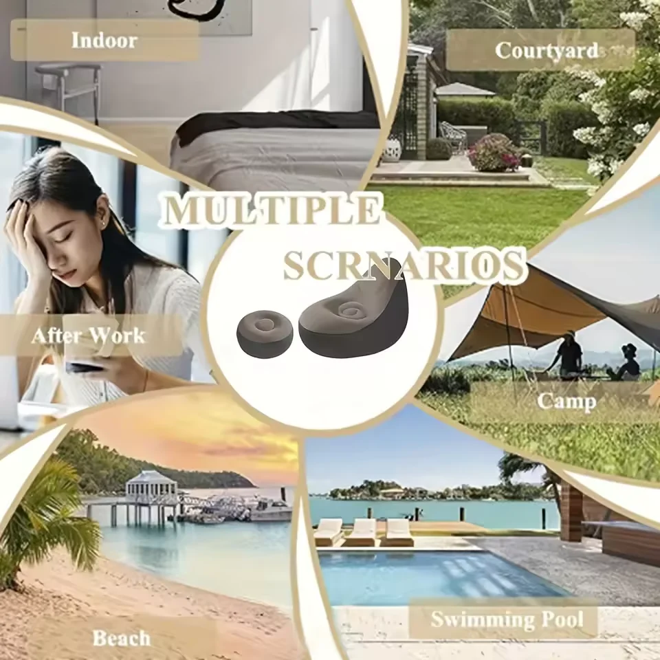 Divano gonfiabile pigro con divano pieghevole floccato in PVC con set di poltrone per pranzo slip-on