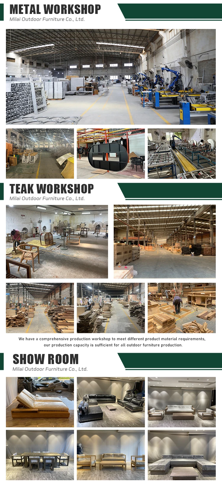 Vendita diretta di mobili da esterno solidi in teak di fascia alta OEM/ODM dal produttore per la villa per il tempo libero dell'hotel del parco del cortile del divano del giardino