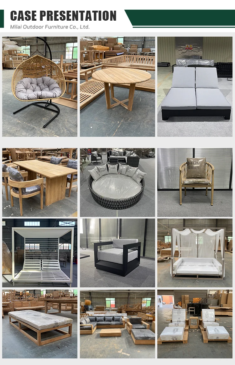 Vendita diretta di mobili da esterno solidi in teak di fascia alta OEM/ODM dal produttore per la villa per il tempo libero dell'hotel del parco del cortile del divano del giardino