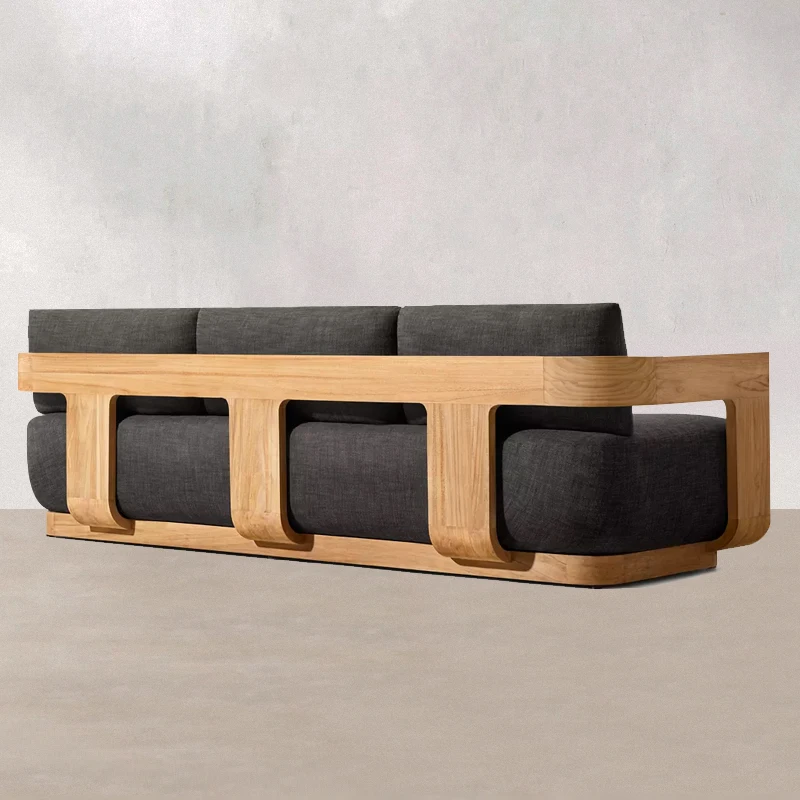 Vendita diretta di mobili da esterno solidi in teak di fascia alta OEM/ODM dal produttore per la villa per il tempo libero dell'hotel del parco del cortile del divano del giardino