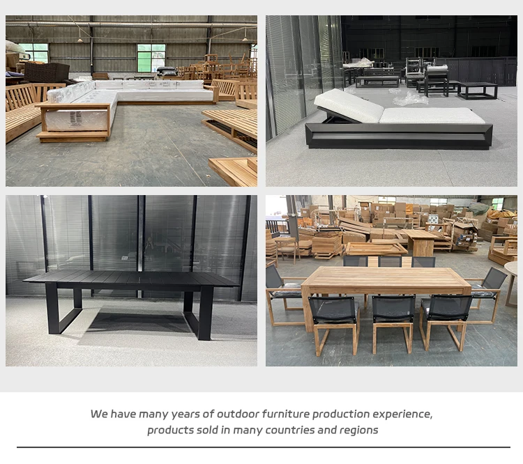 Vendita diretta di mobili da esterno solidi in teak di fascia alta OEM/ODM dal produttore per la villa per il tempo libero dell'hotel del parco del cortile del divano del giardino