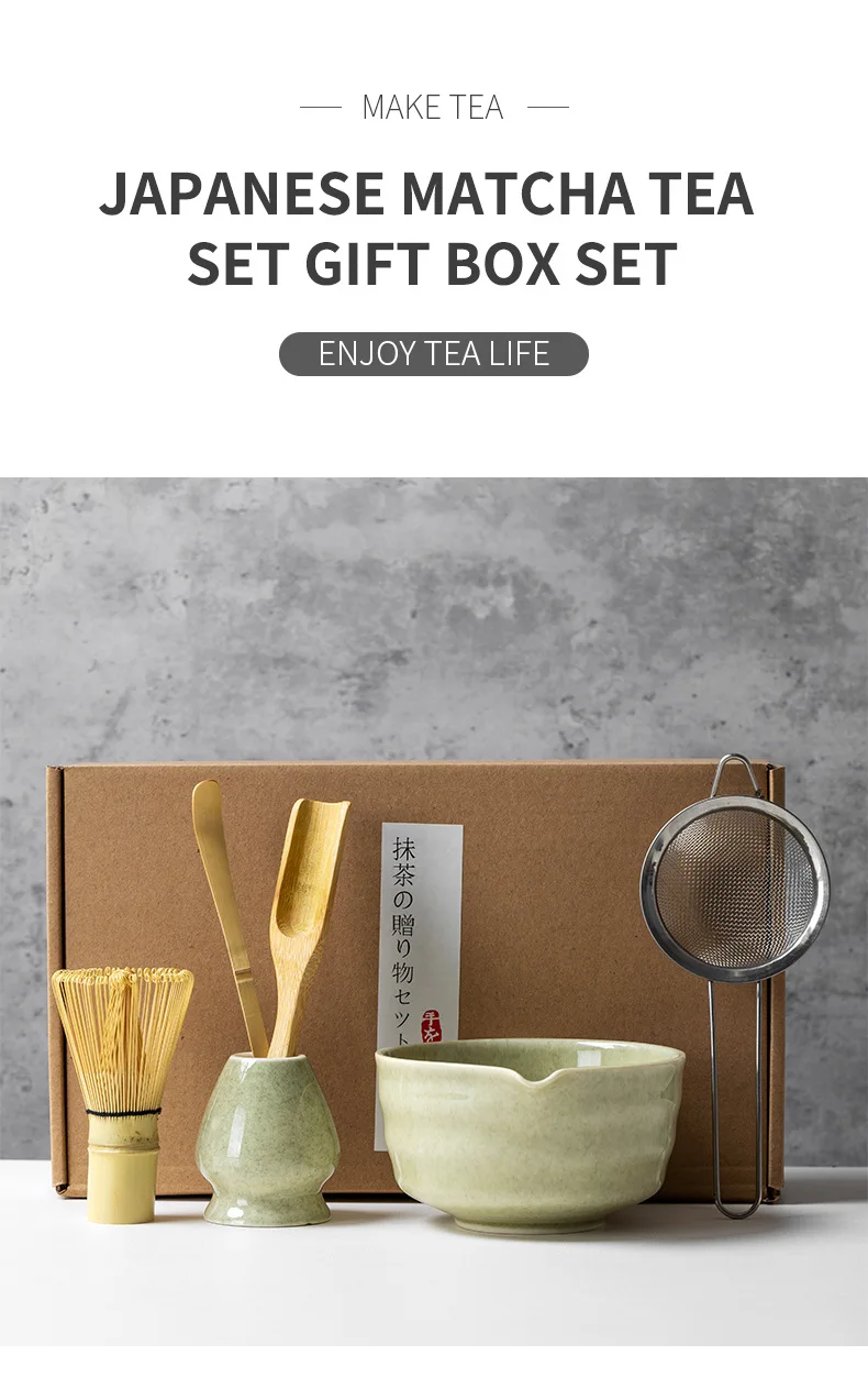 4/5/6PCS Set Matcha Frusta di Bambù Cucchiaino Ciotola di Ceramica Set da Tè Tradizionale Casa Strumenti per la Preparazione del Tè Accessori Regali di Compleanno