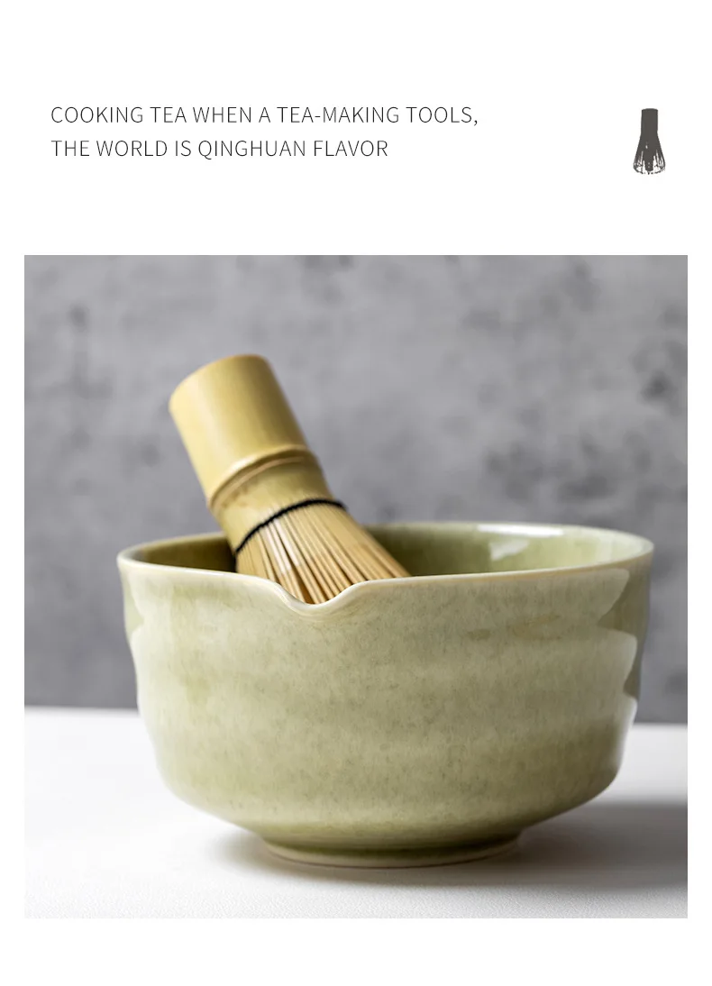 4/5/6PCS Set Matcha Frusta di Bambù Cucchiaino Ciotola di Ceramica Set da Tè Tradizionale Casa Strumenti per la Preparazione del Tè Accessori Regali di Compleanno