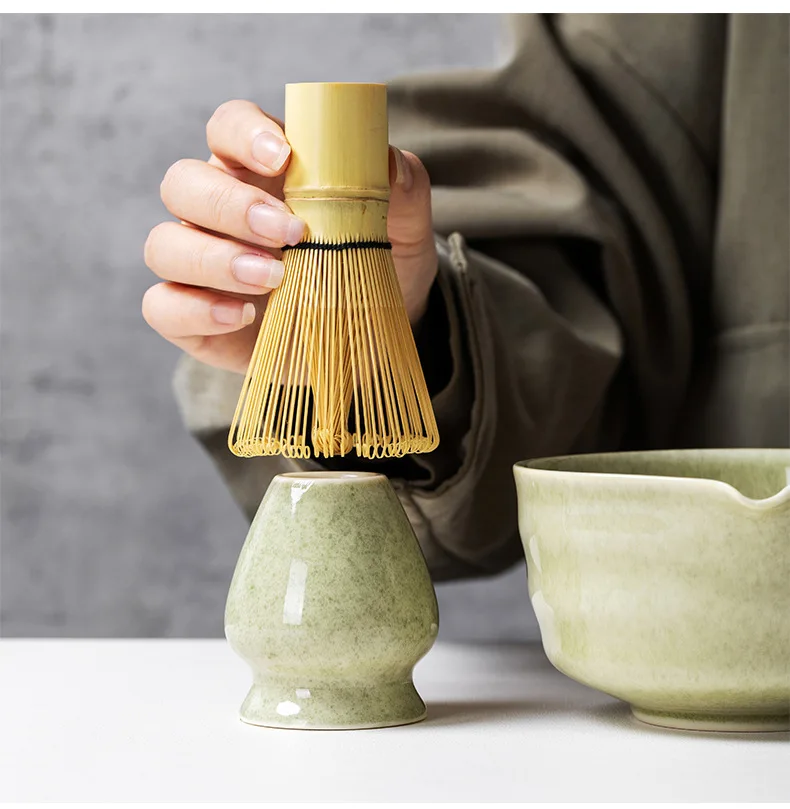 4/5/6PCS Set Matcha Frusta di Bambù Cucchiaino Ciotola di Ceramica Set da Tè Tradizionale Casa Strumenti per la Preparazione del Tè Accessori Regali di Compleanno