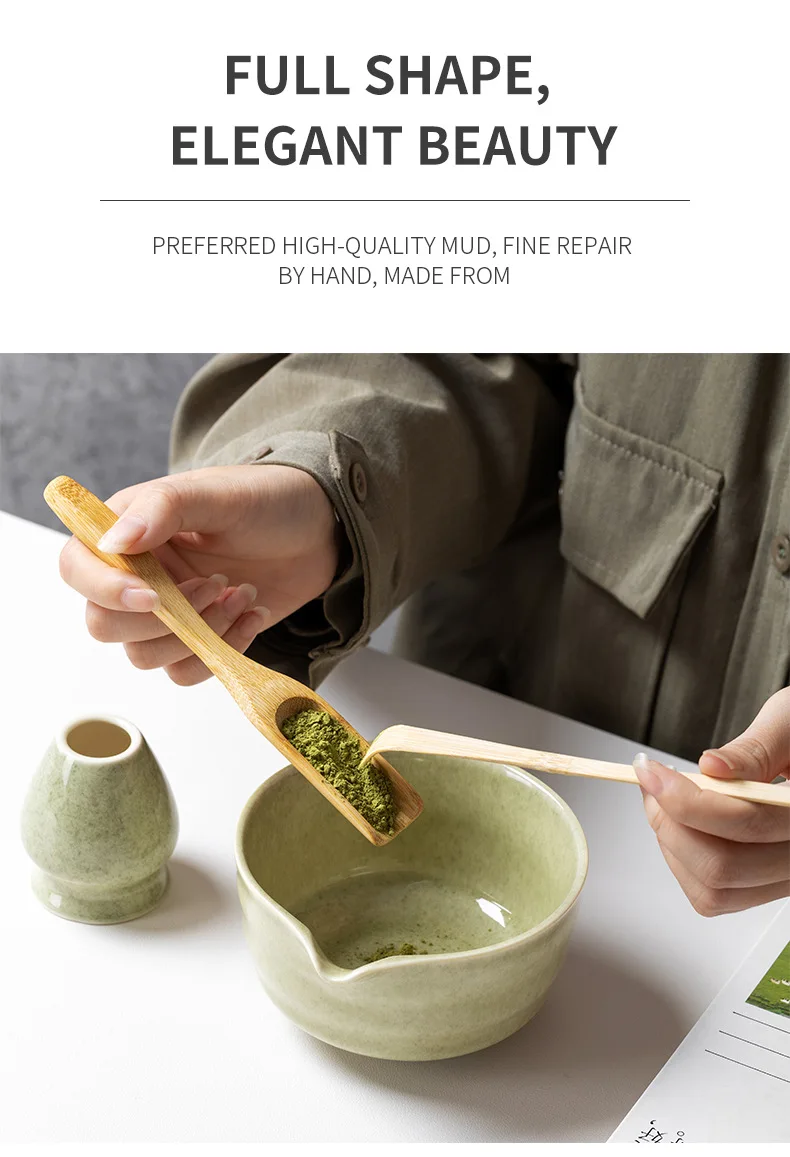 4/5/6PCS Set Matcha Frusta di Bambù Cucchiaino Ciotola di Ceramica Set da Tè Tradizionale Casa Strumenti per la Preparazione del Tè Accessori Regali di Compleanno