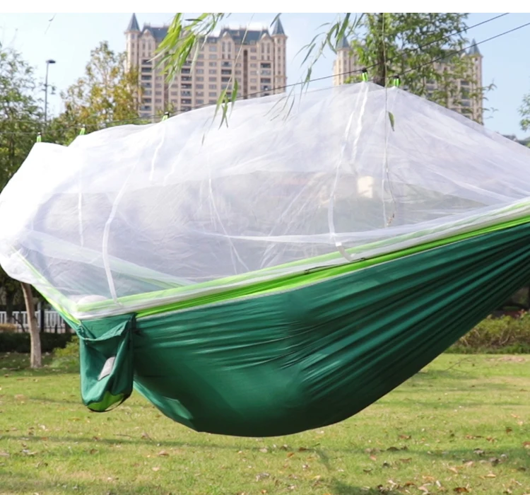 Amaca per dormire sospesa da campeggio all'aperto portatile in tessuto di nylon di dimensioni singole e doppie con zanzariera