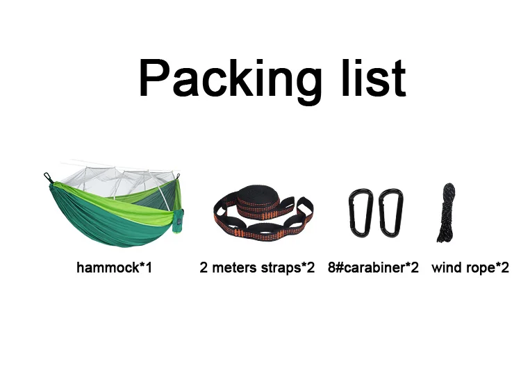 Amaca per dormire sospesa da campeggio all'aperto portatile in tessuto di nylon di dimensioni singole e doppie con zanzariera