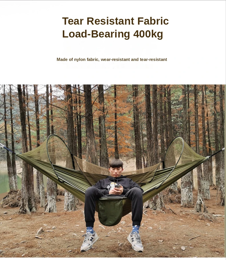 Amaca con zanzariera automatica ad apertura rapida Amaca da campeggio esterna Amaca altalena Sedia a dondolo in nylon antiribaltamento 260x140 cm