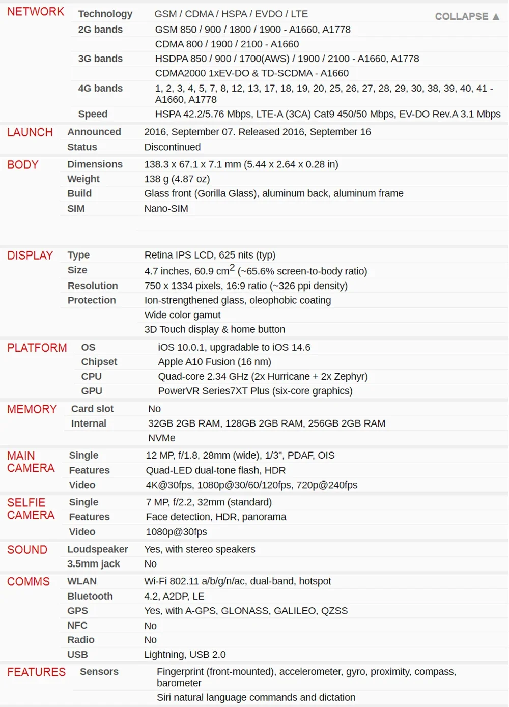 Originale Apple iPhone 7 32 GB/128 GB/256 GB ROM 4G LTE Cellulare 4.7 '' Impronte digitali Touch ID Smartphone Sbloccato 90% Nuovo