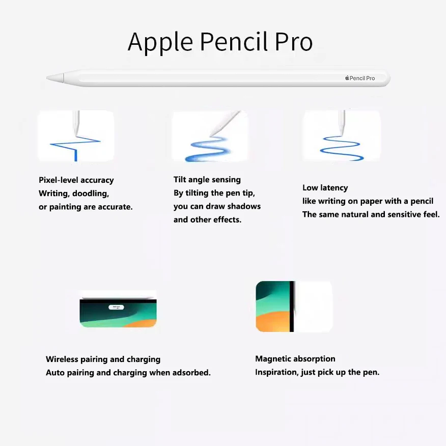 Per penne stilo USB-C originali Apple Pencil Pro 1st 2nd con ricarica magnetica per iPad air M2 M4 Pro mini iOS Tablet Touch Penne