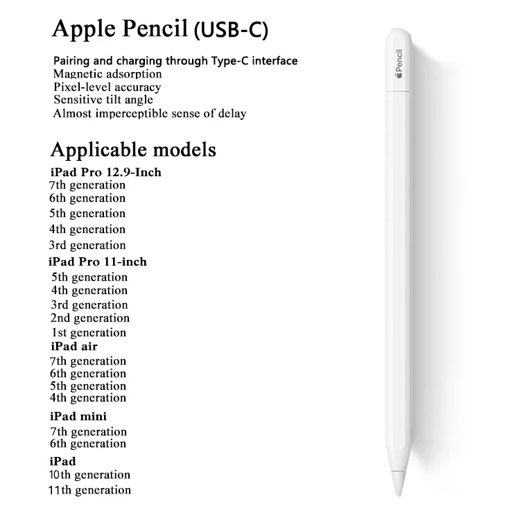 Per penne stilo USB-C originali Apple Pencil Pro 1st 2nd con ricarica magnetica per iPad air M2 M4 Pro mini iOS Tablet Touch Penne
