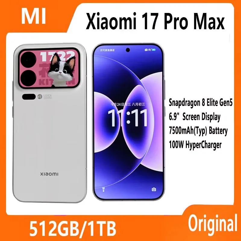 Xiaomi 17 Pro Max Smartphone Versione CN Snapdragon 8 Elite Gen5 Display da 6,9" Batteria da 7500 mAh 100 W Hyper Charge
