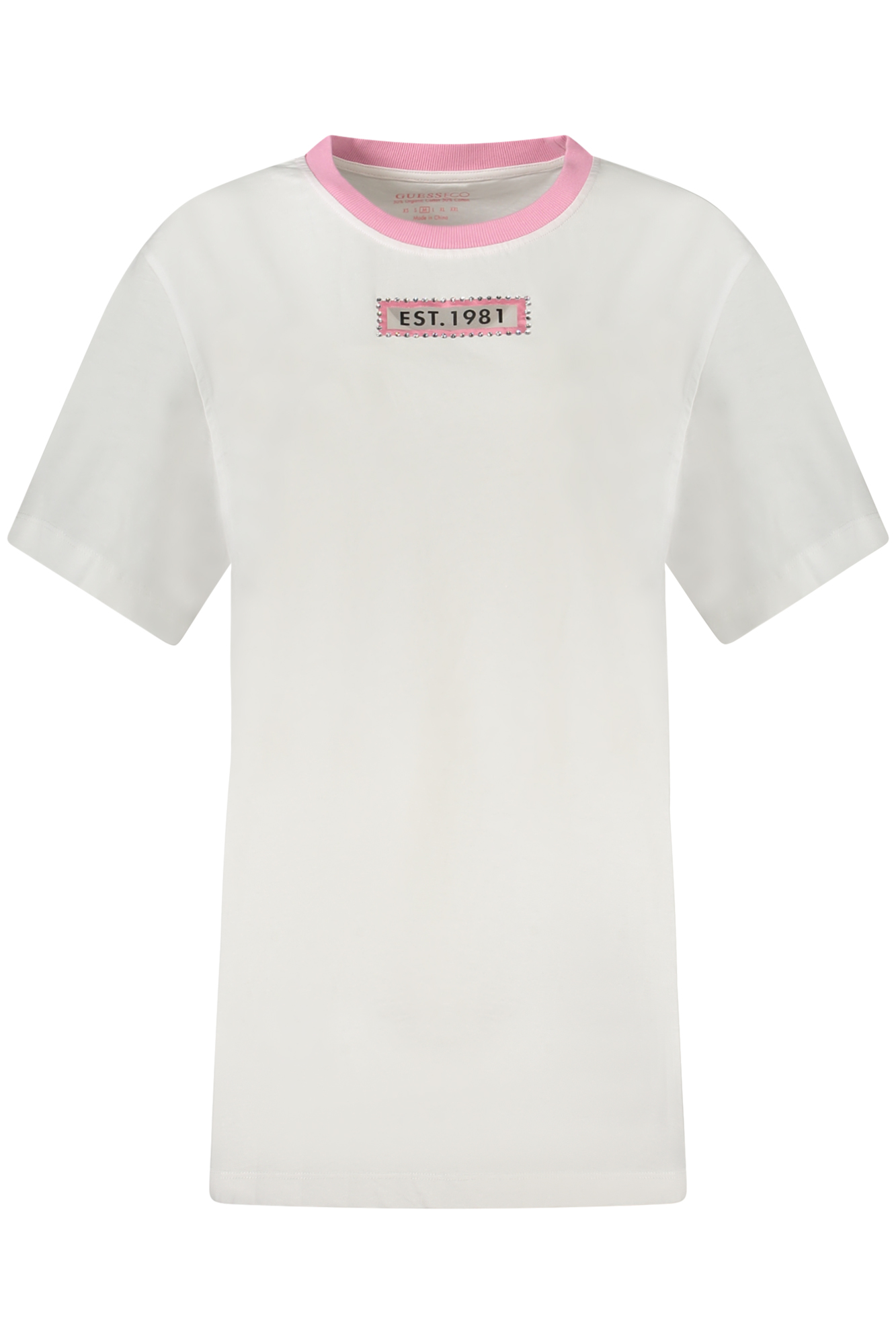 GUESS JEANS T-SHIRT MANICHE CORTE DONNA BIANCO