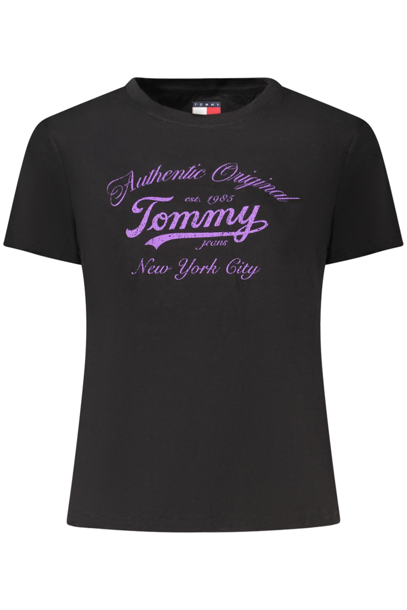 TOMMY HILFIGER T-SHIRT MANICHE CORTE DONNA NERO