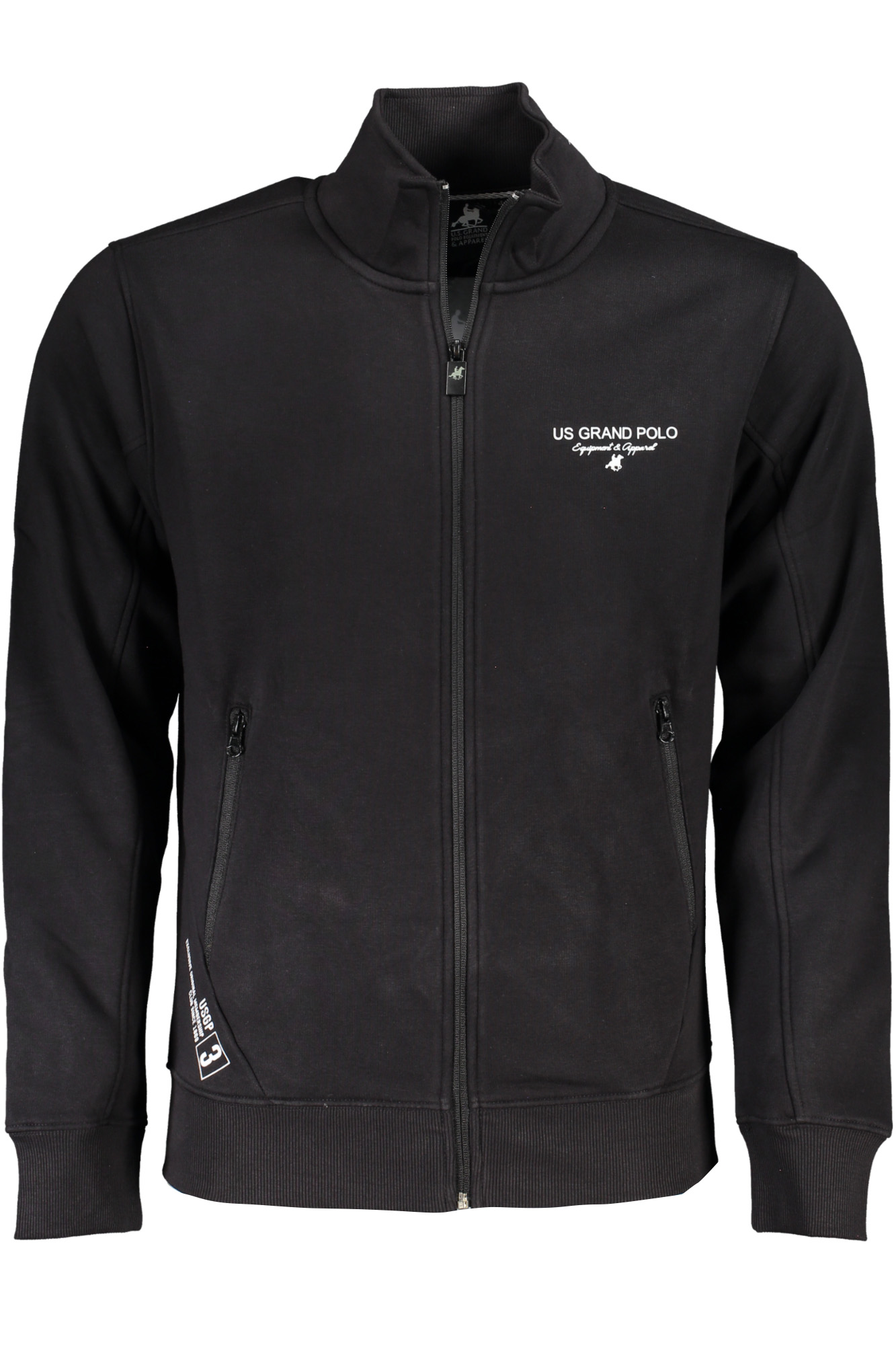 U.S. GRAND FELPA CON ZIP UOMO NERO