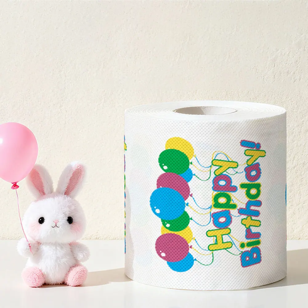 Carta igienica stampata Happy Birthday a 3 strati, carta igienica per feste di compleanno in ufficio e in casa, carta igienica creativa e divertente