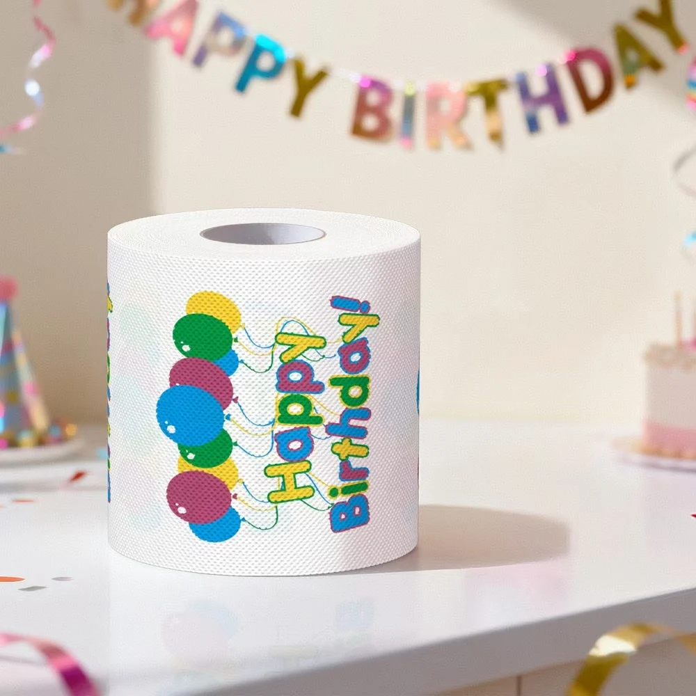 Carta igienica stampata Happy Birthday a 3 strati, carta igienica per feste di compleanno in ufficio e in casa, carta igienica creativa e divertente