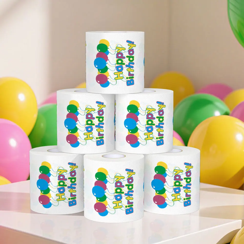 Carta igienica stampata Happy Birthday a 3 strati, carta igienica per feste di compleanno in ufficio e in casa, carta igienica creativa e divertente
