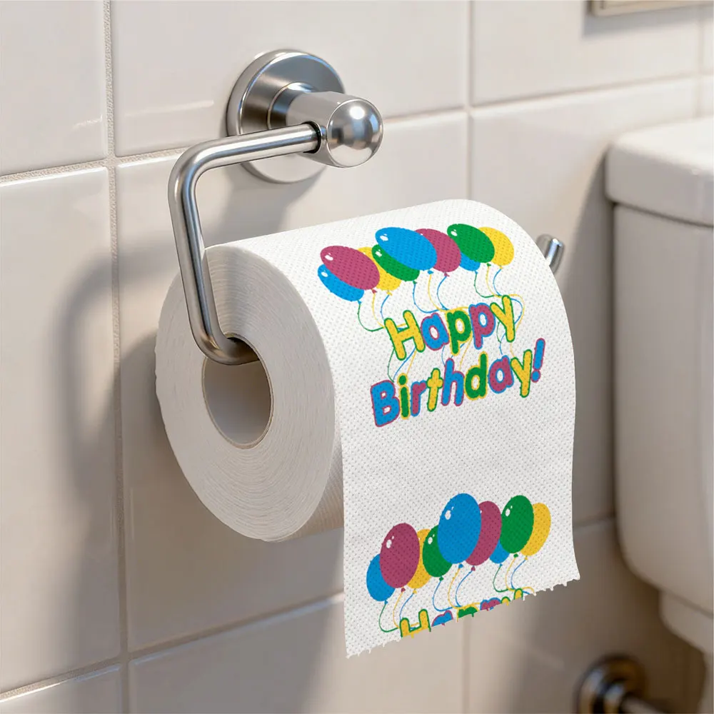 Carta igienica stampata Happy Birthday a 3 strati, carta igienica per feste di compleanno in ufficio e in casa, carta igienica creativa e divertente