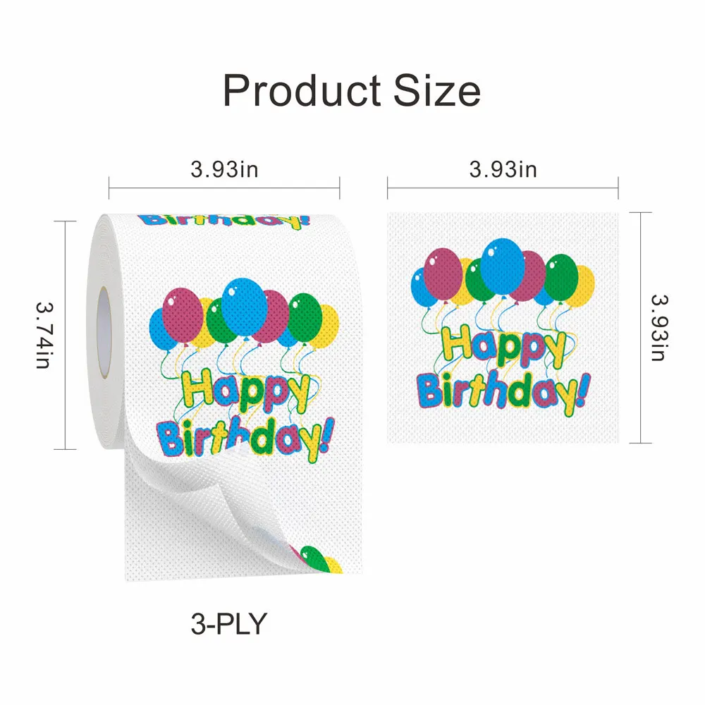 Carta igienica stampata Happy Birthday a 3 strati, carta igienica per feste di compleanno in ufficio e in casa, carta igienica creativa e divertente