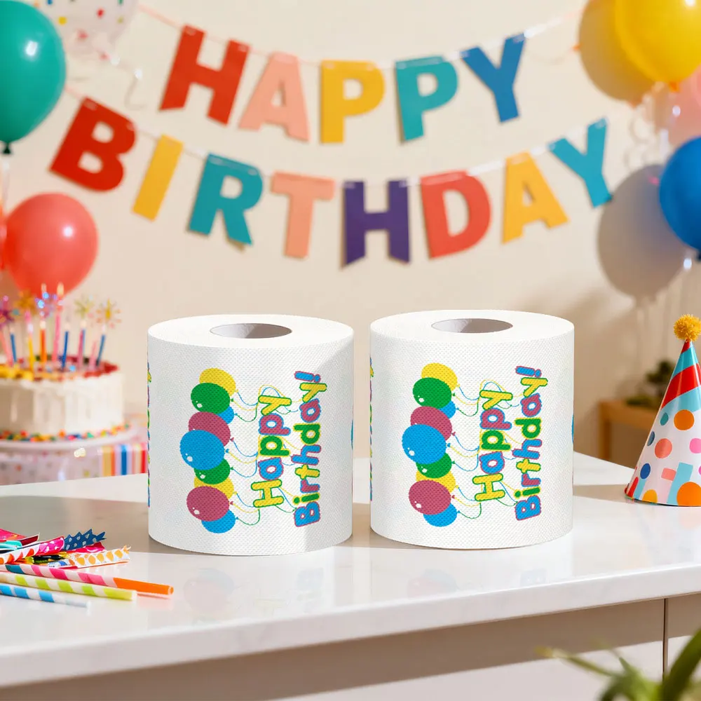 Carta igienica stampata Happy Birthday a 3 strati, carta igienica per feste di compleanno in ufficio e in casa, carta igienica creativa e divertente