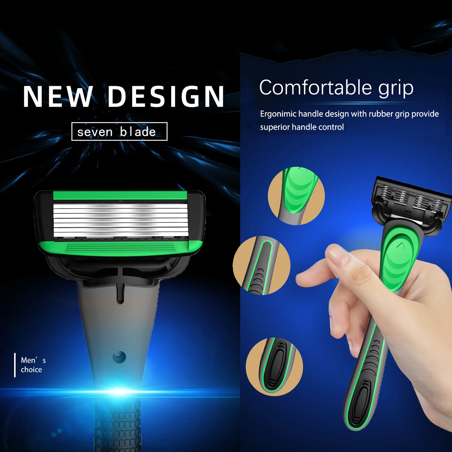 Set da barba per rasoio manuale a 7 strati da uomo con lame sostituibili Coltello per rasoio per depilazione Nessun danno alla pelle Set da barba per rasoio manuale a 7 strati da uomo con lame sostituibili Coltello per rasoio per depilazione Nessun danno alla pelle