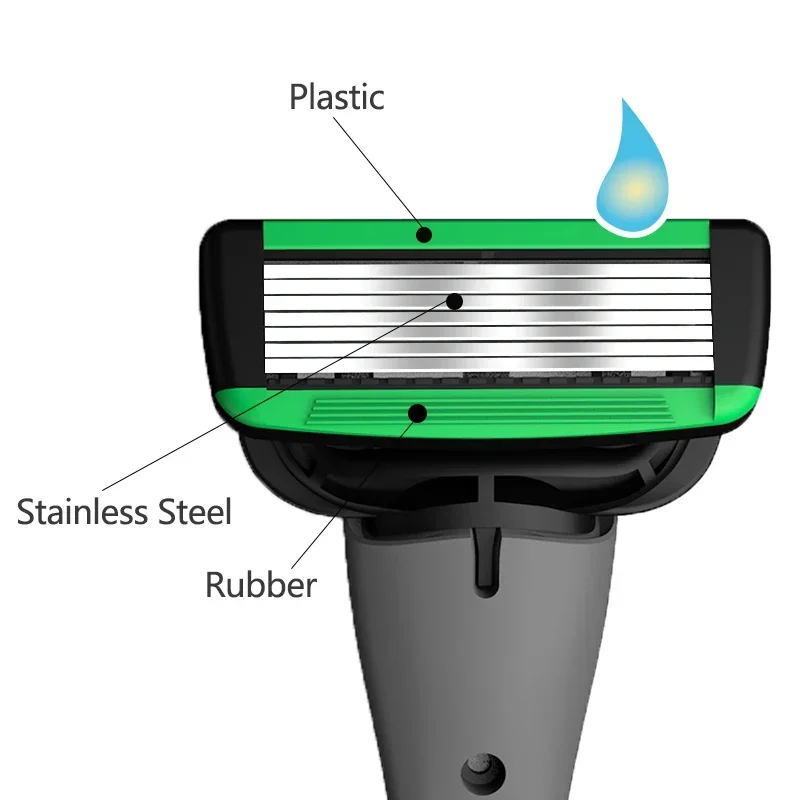 Set da barba per rasoio manuale a 7 strati da uomo con lame sostituibili Coltello per rasoio per depilazione Nessun danno alla pelle Set da barba per rasoio manuale a 7 strati da uomo con lame sostituibili Coltello per rasoio per depilazione Nessun danno alla pelle