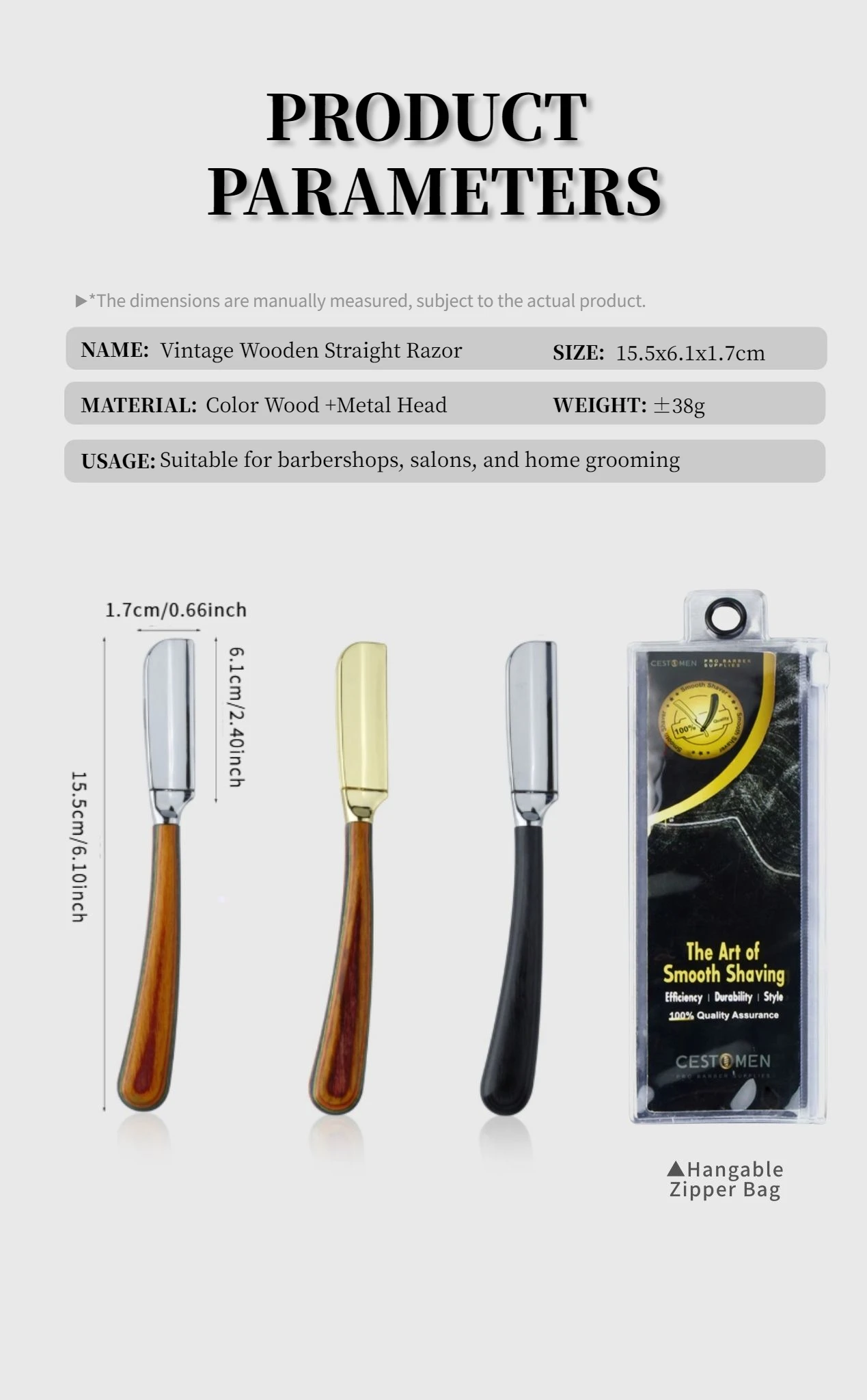 Nuovo rasoio da barba professionale per barba Baber con bordo dritto, strumenti per la depilazione da uomo, manico in legno, impugnatura antiscivolo per la rasatura domestica