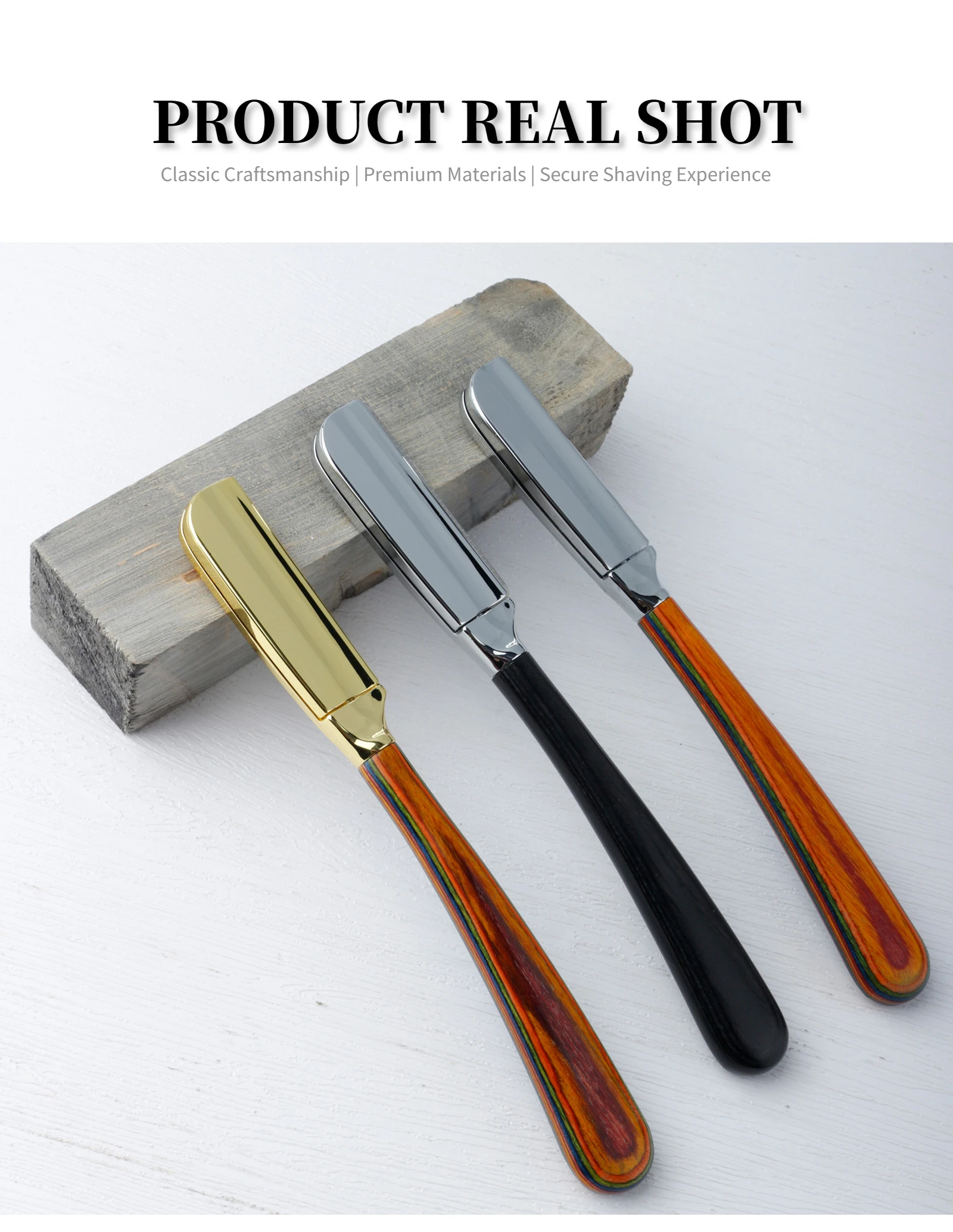 Nuovo rasoio da barba professionale per barba Baber con bordo dritto, strumenti per la depilazione da uomo, manico in legno, impugnatura antiscivolo per la rasatura domestica