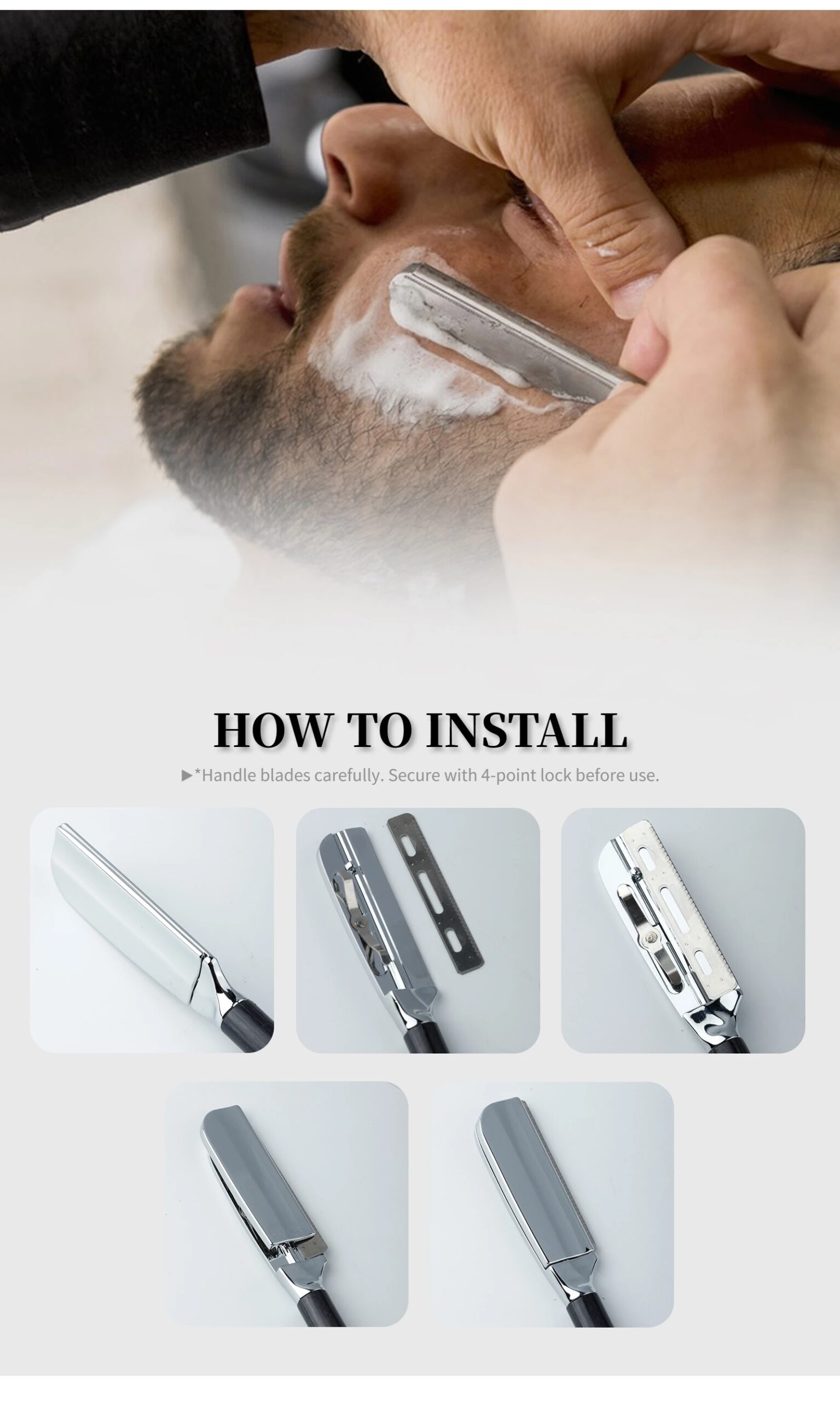 Nuovo rasoio da barba professionale per barba Baber con bordo dritto, strumenti per la depilazione da uomo, manico in legno, impugnatura antiscivolo per la rasatura domestica