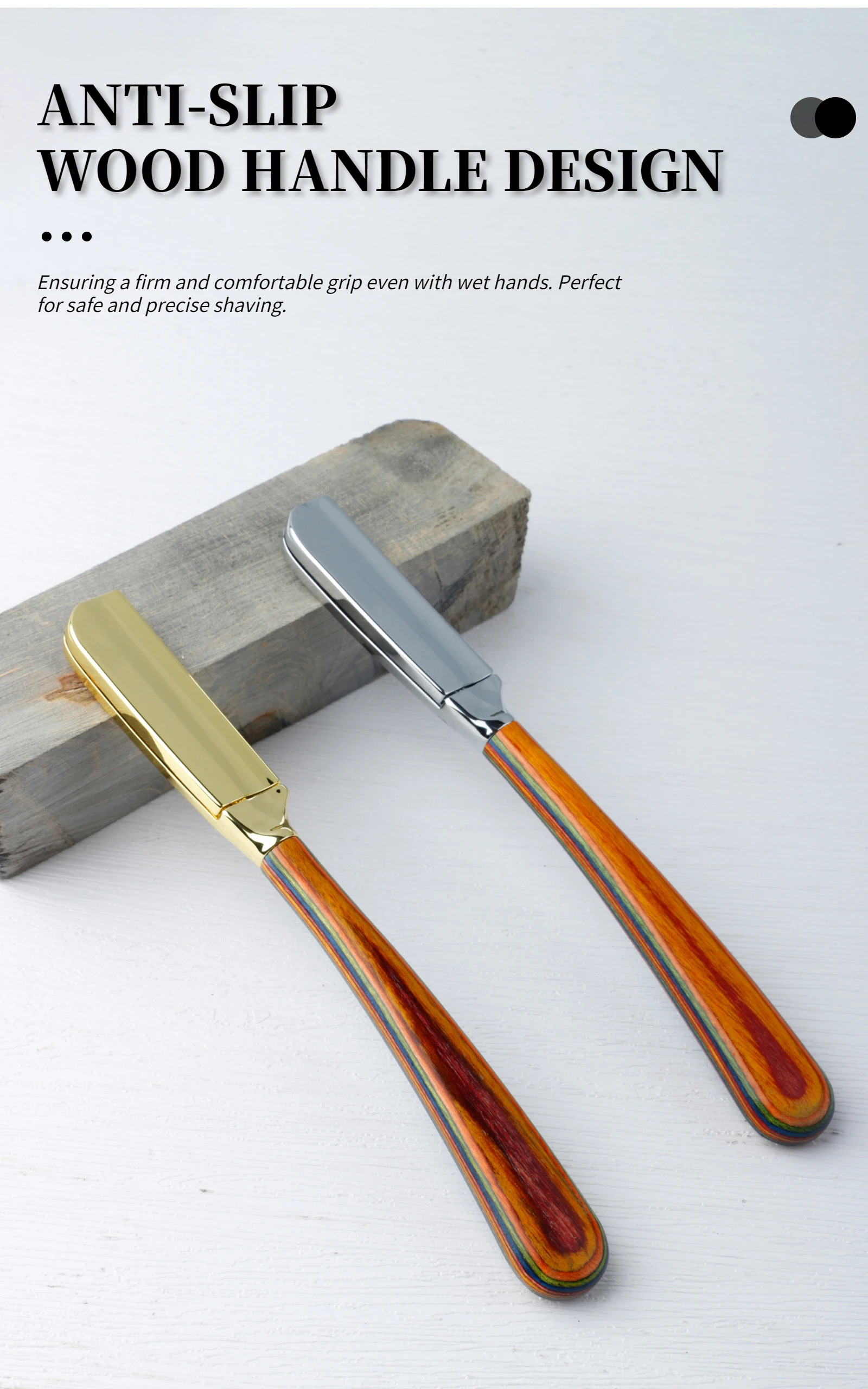 Nuovo rasoio da barba professionale per barba Baber con bordo dritto, strumenti per la depilazione da uomo, manico in legno, impugnatura antiscivolo per la rasatura domestica