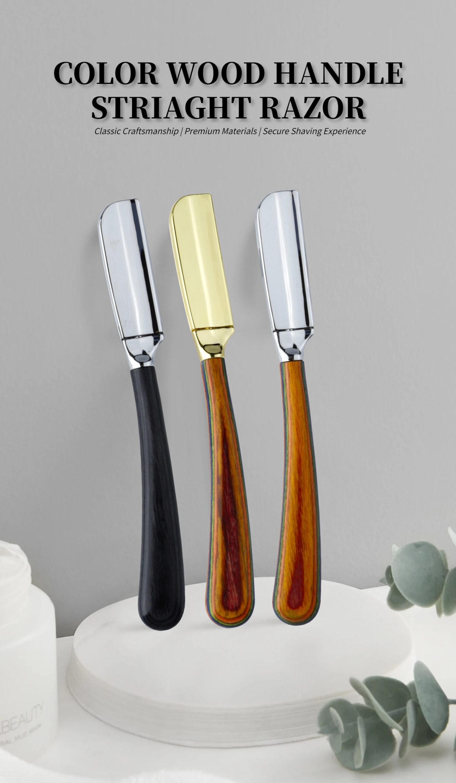 Nuovo rasoio da barba professionale per barba Baber con bordo dritto, strumenti per la depilazione da uomo, manico in legno, impugnatura antiscivolo per la rasatura domestica