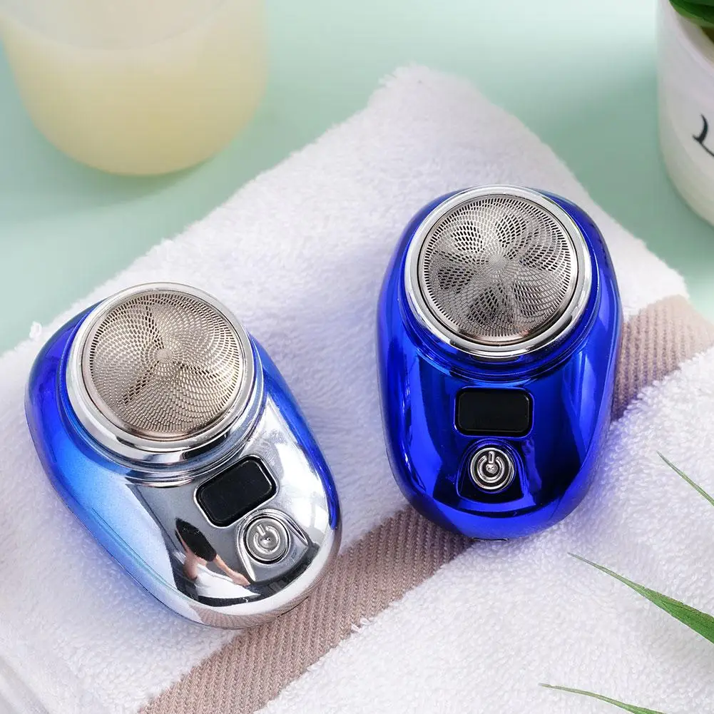 Strumento da barba da uomo Rasoio elettrico portatile ricaricabile USB con display a batteria a LED per uomo Mini rasoio rotante da viaggio impermeabile Strumento da barba da uomo Rasoio elettrico portatile ricaricabile USB con display a batteria a LED per uomo Mini rasoio rotante da viaggio impermeabile
