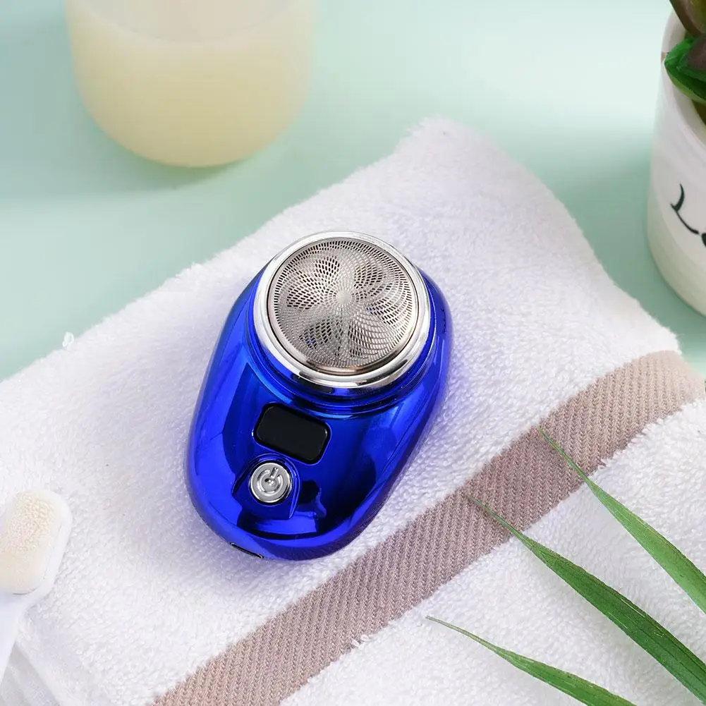 Strumento da barba da uomo Rasoio elettrico portatile ricaricabile USB con display a batteria a LED per uomo Mini rasoio rotante da viaggio impermeabile Strumento da barba da uomo Rasoio elettrico portatile ricaricabile USB con display a batteria a LED per uomo Mini rasoio rotante da viaggio impermeabile