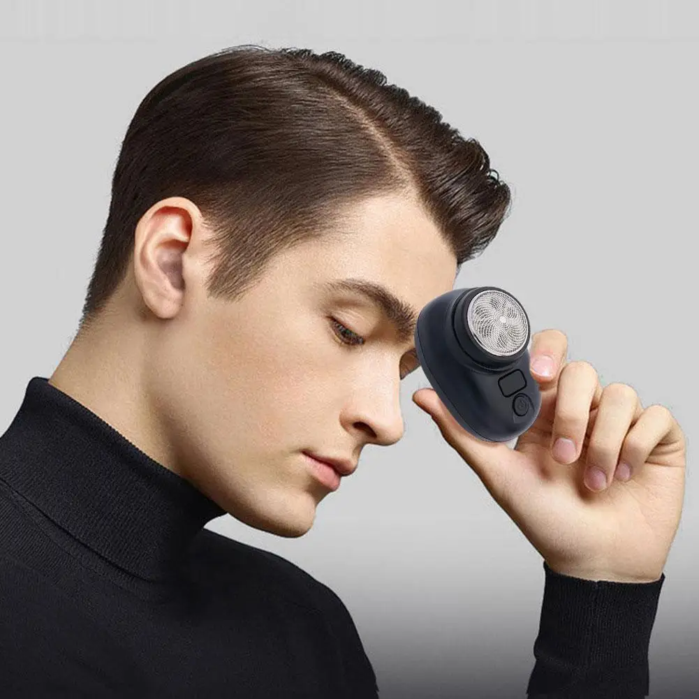 Strumento da barba da uomo Rasoio elettrico portatile ricaricabile USB con display a batteria a LED per uomo Mini rasoio rotante da viaggio impermeabile Strumento da barba da uomo Rasoio elettrico portatile ricaricabile USB con display a batteria a LED per uomo Mini rasoio rotante da viaggio impermeabile