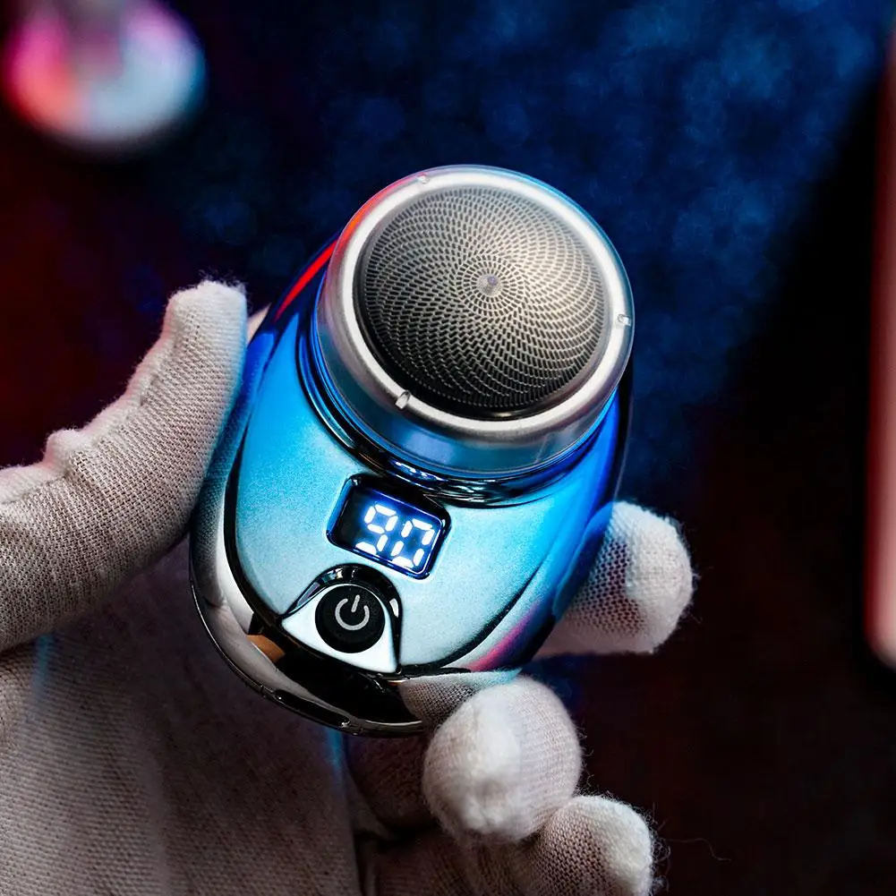 Strumento da barba da uomo Rasoio elettrico portatile ricaricabile USB con display a batteria a LED per uomo Mini rasoio rotante da viaggio impermeabile Strumento da barba da uomo Rasoio elettrico portatile ricaricabile USB con display a batteria a LED per uomo Mini rasoio rotante da viaggio impermeabile