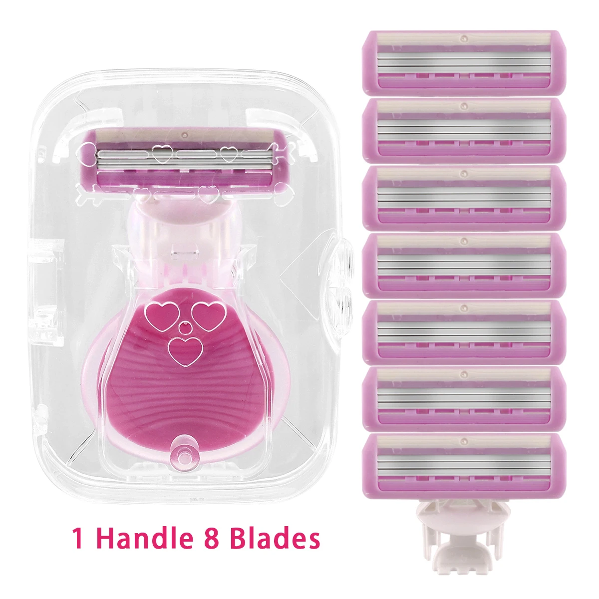 1 manico 8 cartucce lama rasoio da donna per peli del corpo manico in gomma rasoio bikini di sicurezza sostituibile