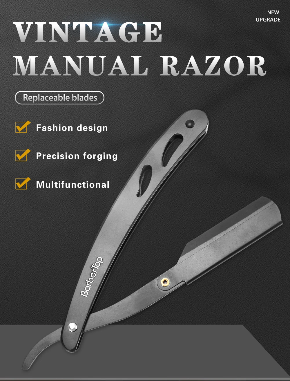 Barbiere Rasoio manuale da uomo Rasoio pieghevole con bordo dritto Parrucchiere Rasoio domestico in acciaio inossidabile Barbiere Rasoio manuale da uomo Rasoio pieghevole con bordo dritto Parrucchiere Rasoio domestico in acciaio inossidabile