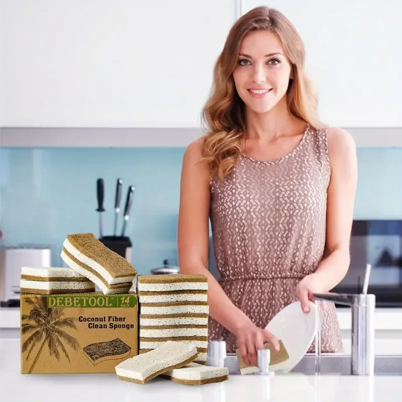 1/6/12 pezzi spugna da cucina naturale in cellulosa e cocco per piatti confezione di spugne per la pulizia della casa bianche 1/6/12 pezzi spugna da cucina naturale in cellulosa e cocco per piatti confezione di spugne per la pulizia della casa bianche