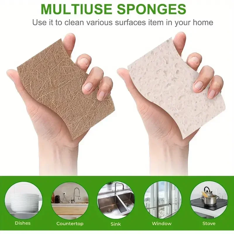 1/6/12 pezzi spugna da cucina naturale in cellulosa e cocco per piatti confezione di spugne per la pulizia della casa bianche 1/6/12 pezzi spugna da cucina naturale in cellulosa e cocco per piatti confezione di spugne per la pulizia della casa bianche