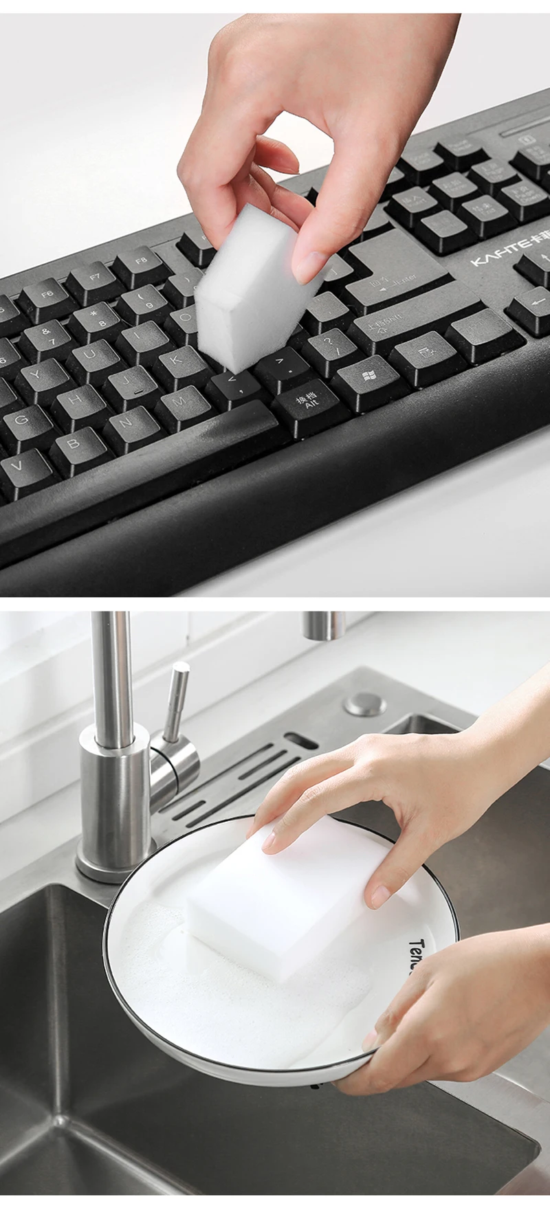 100x70x30mm Spugna in melamina Spugna magica bianca Gomma detergente Spugna per pulizia per cucina Bagno Strumenti per la pulizia dell'ufficio