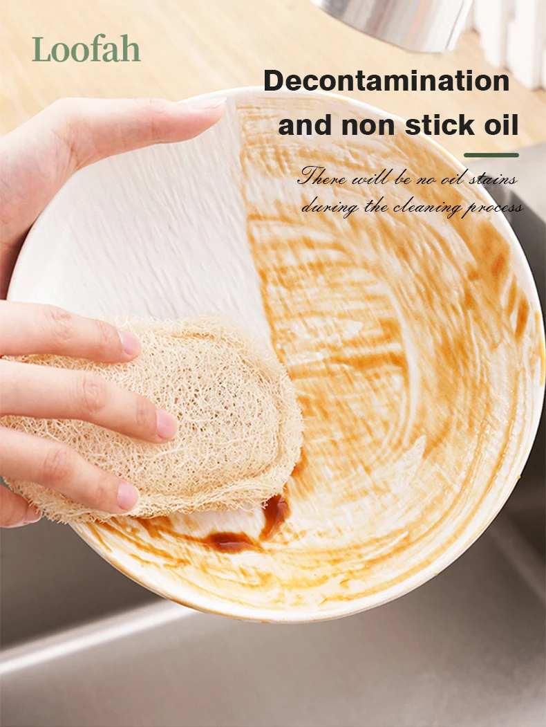 Naturale Luffa Piatto Asciugamano Panno di Lavaggio Spugna Luffa Scrub Pad Piatto Pentola Macchia di Olio Rimozione Scrubber Cucina Spazzole Pulite Pad