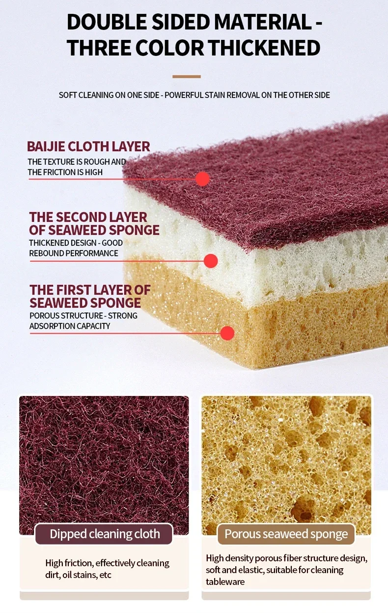Panno per pulizia in spugna ad alta densità da 20 pezzi, panno per lavare i piatti, forniture per cucina e catering non grasse, spazzola in spugna, pentola e ciotola