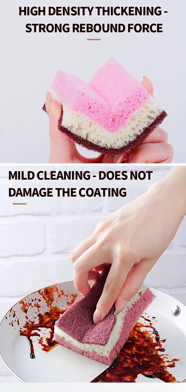 Panno per pulizia in spugna ad alta densità da 20 pezzi, panno per lavare i piatti, forniture per cucina e catering non grasse, spazzola in spugna, pentola e ciotola
