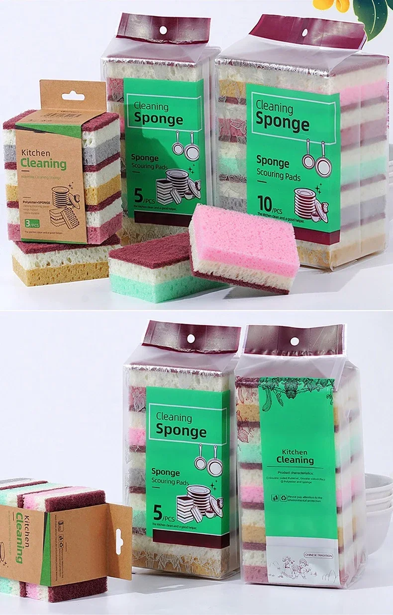 Panno per pulizia in spugna ad alta densità da 20 pezzi, panno per lavare i piatti, forniture per cucina e catering non grasse, spazzola in spugna, pentola e ciotola