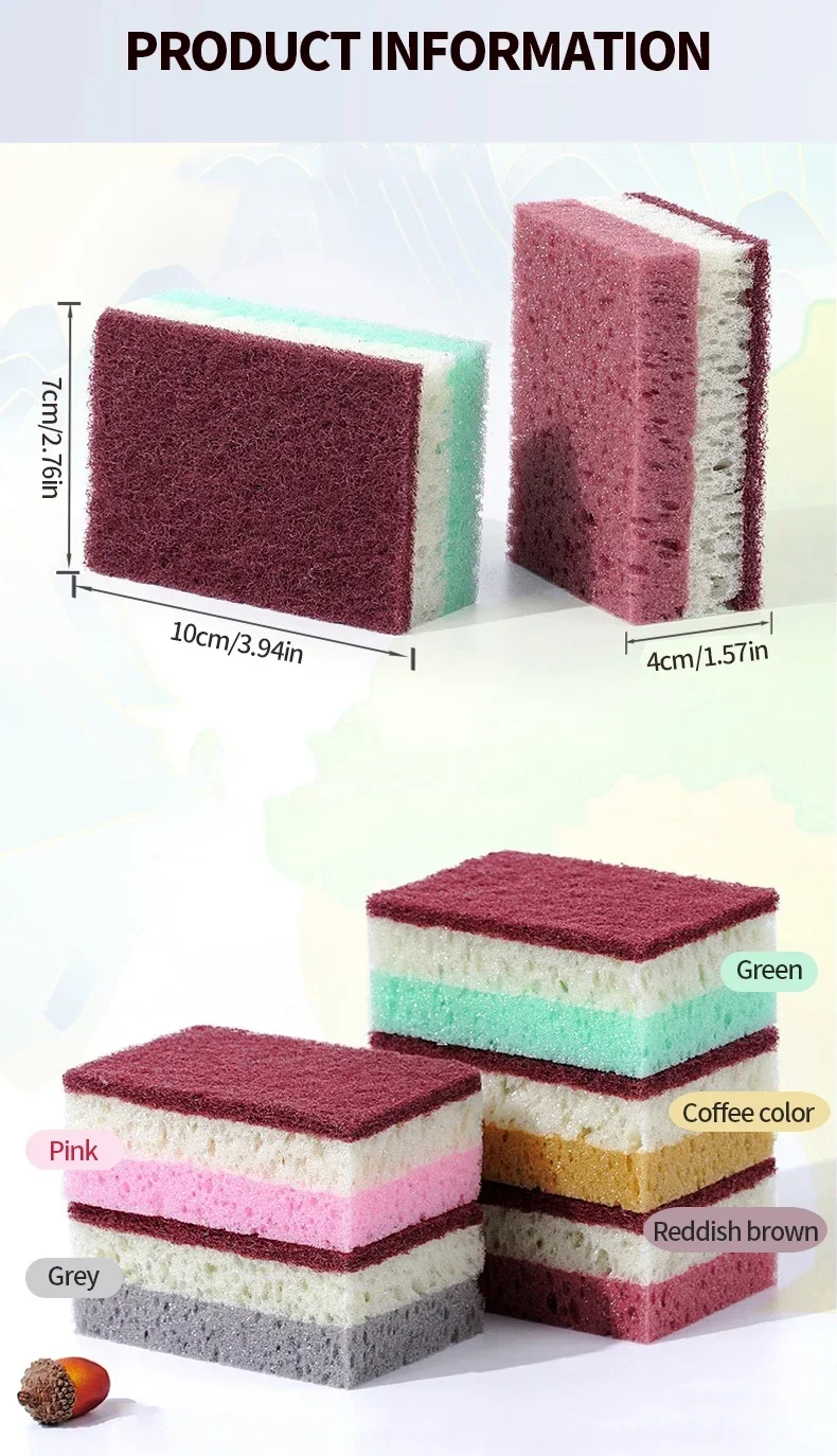 Panno per pulizia in spugna ad alta densità da 20 pezzi, panno per lavare i piatti, forniture per cucina e catering non grasse, spazzola in spugna, pentola e ciotola
