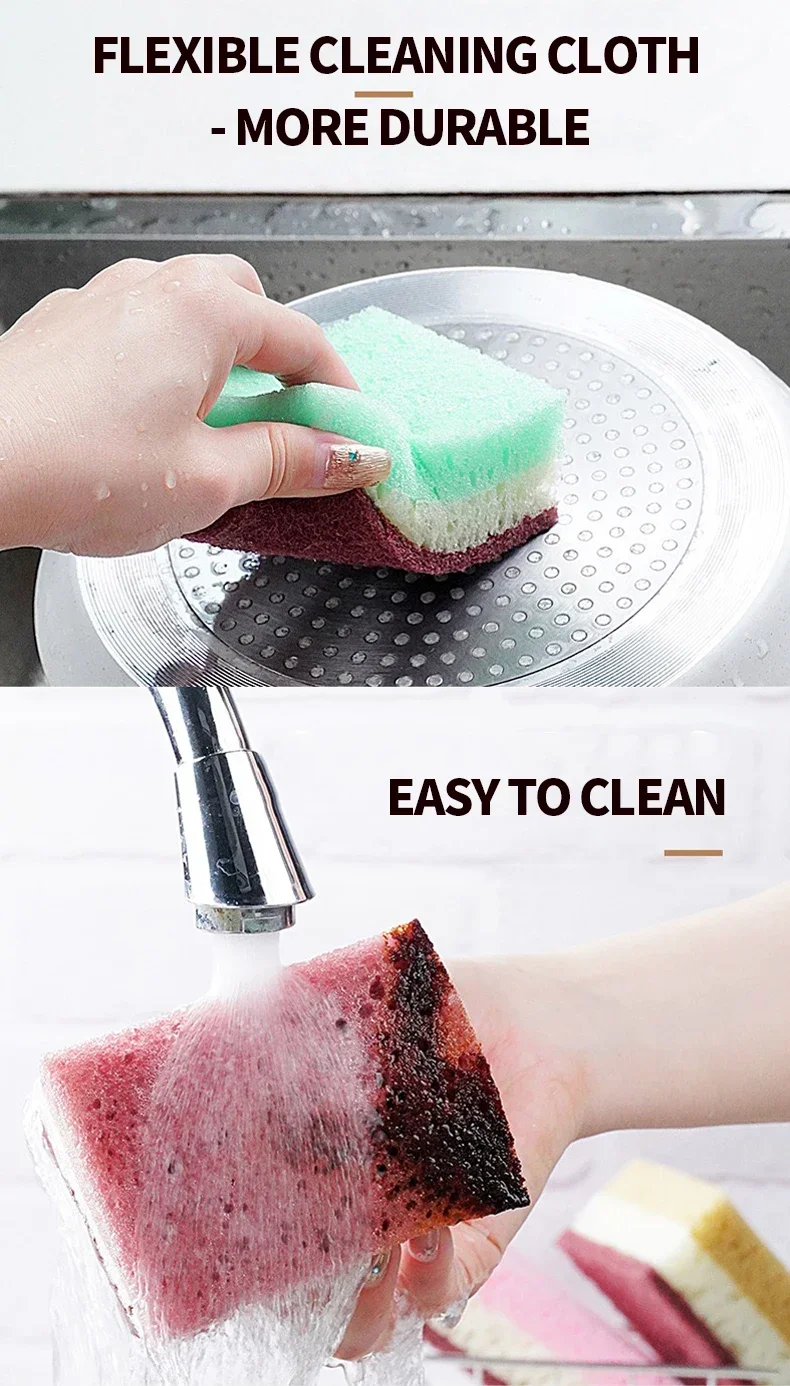 Panno per pulizia in spugna ad alta densità da 20 pezzi, panno per lavare i piatti, forniture per cucina e catering non grasse, spazzola in spugna, pentola e ciotola