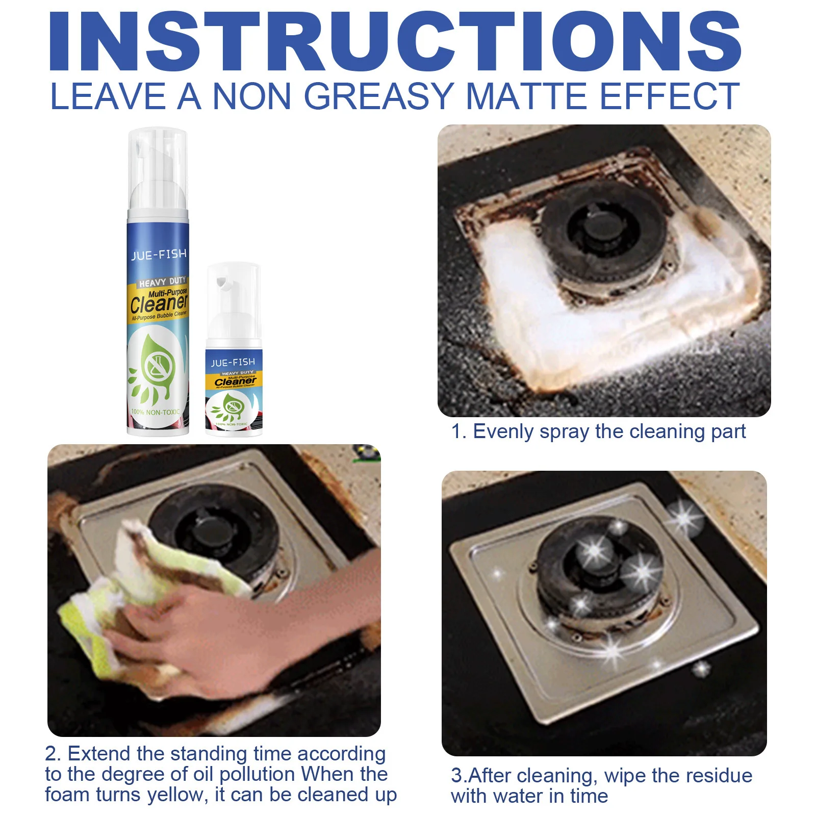 Detergente per olio pesante Schiuma Detergente efficace per grasso Detergente multiuso per macchie di sporco Griglia Forno Sgrassatore Pulizia dell'olio Spray a bolle