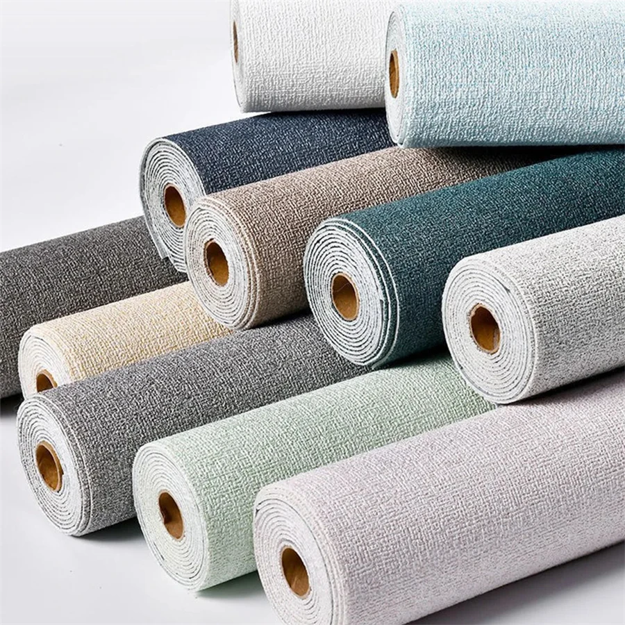 Lino 3D Schiuma autoadesiva PVC tinta unita addensato sfondo impermeabile muro ristrutturazione carta da parati adesivi murali decorazioni per la casa
