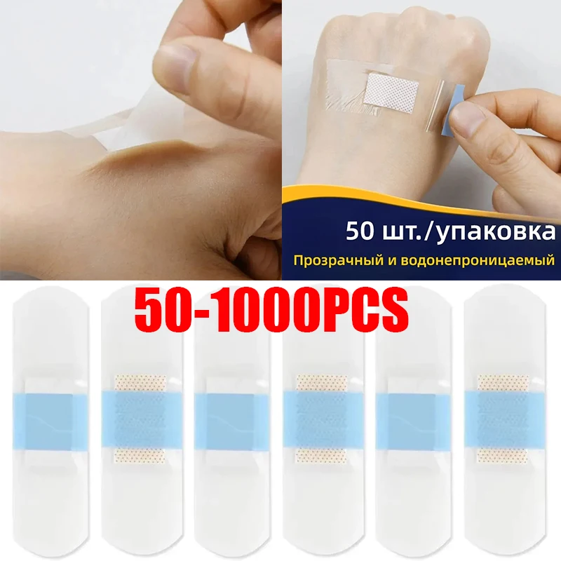 50-1000PCS Cerotto Trasparente Impermeabile Strisce Ferita Medicazione Gesso Curvo Toppe E Stemmi Bende Adesive per I Bambini Adulti